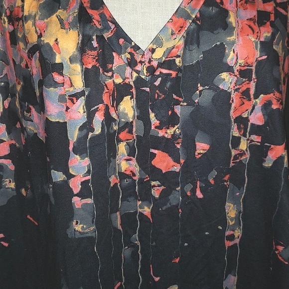 Lishly Curve Colorful Abstract Sleeveless V Neck Stretchy Flowy Blouse Top 2XL - Picture 5 of 15